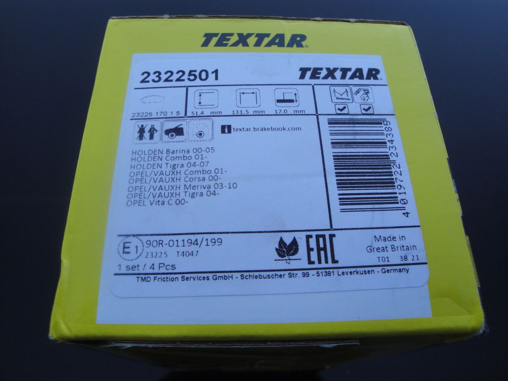 Τακάκια TEXTAR 2322501 CHEVROLET OPEL