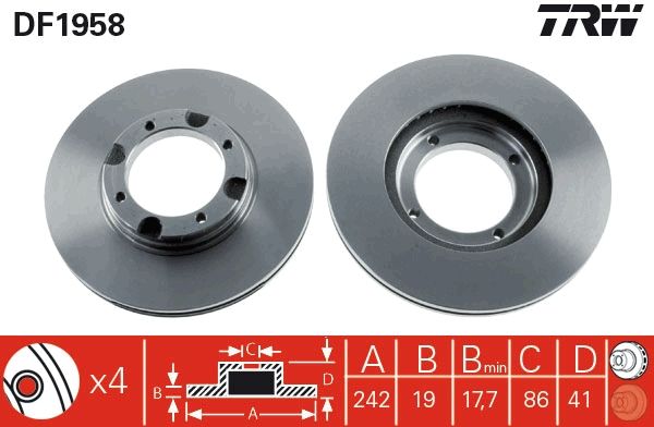 DF1958 Δισκόπλακα εμπρός δεξιά HYUNDAI ACCENT 1400 1994-2000