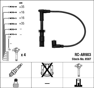 RC-AR903 8597 Σετ Μπουζοκαλώδια ALFA ROMEO 156 1600 1997-2005