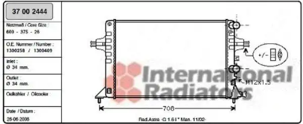 Ψυγείο Νερού OPEL ZAFIRA MPV / ΠΟΛΥΜΟΡΦΙΚΑ / 5dr 1999 - 2002 ( A ) 1.6 (F75)  ( Z 16 XEP  ) (103 hp ) Βενζίνη #013706350