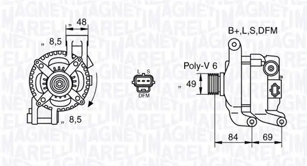 Δυναμό/Εναλλάκτης FORD FOCUS 2004 - 2008 (MK2A) MAGNETI MARELLI 063377417010