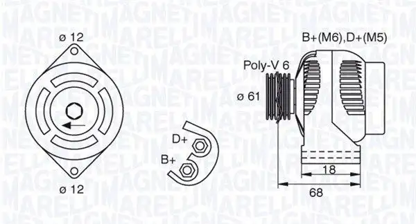 Δυναμό/Εναλλάκτης OPEL ASTRA 2004 - 2007 ( H ) MAGNETI MARELLI 063377492010