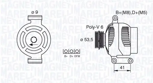 Δυναμό/Εναλλάκτης OPEL ASTRA 2004 - 2007 ( H ) MAGNETI MARELLI 063377495010