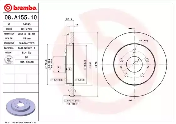 Δισκόπλακες DAIHATSU TERIOS 2000 - 2005 ( J102 ) BREMBO 08.A155.10