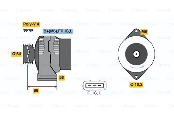 Δυναμό/Εναλλάκτης HONDA CIVIC 1992 - 1995 ( EG / H / J ) BOSCH 0 986 042 861