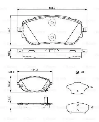 Τακάκια Σετ TOYOTA AURIS 2013 - 2015 BOSCH 0