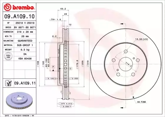 Δισκόπλακες LEXUS RX 2003 - 2009 ( XU30 ) BREMBO 09.A109.10