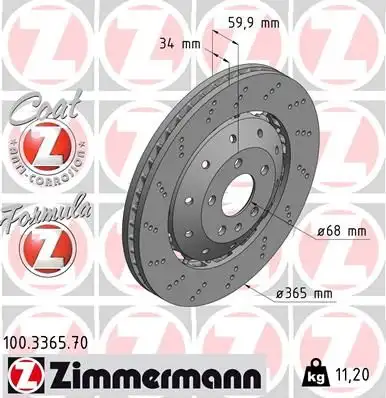 Δισκόπλακες AUDI A5 2007 - 2011 ( 8T ) ZIMMERMANN 100.3365.70