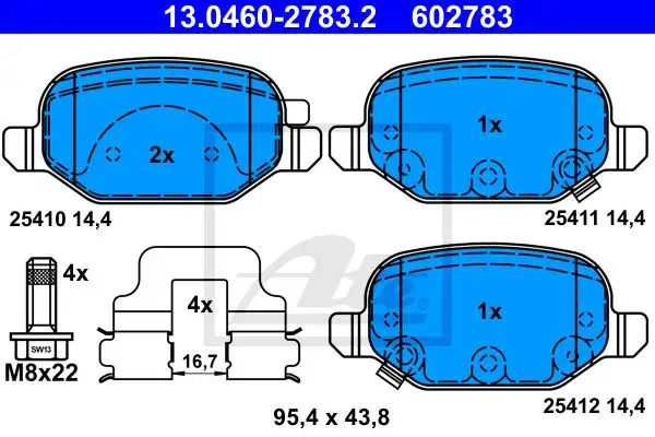 Τακάκια Σετ FIAT PANDA 2012 - ATE 13.0460-2783.2