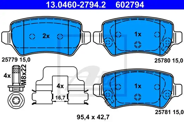 Τακάκια Σετ KIA CEED 2013 - 2015 (JD) ATE 13