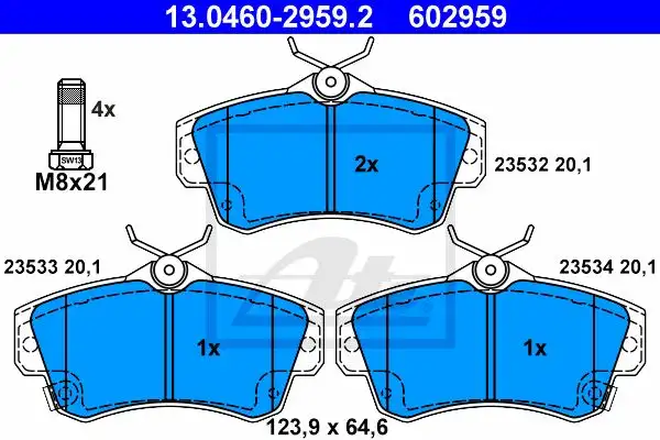 Τακάκια Σετ CHRYSLER PT CRUISER 2000 - 2005 ( PT ) ATE 13.0460-2959.2
