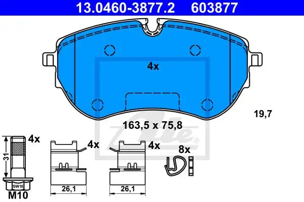 Τακάκια Σετ VW AMAROK 2010 - 2013 ATE 13.0460-3877.2