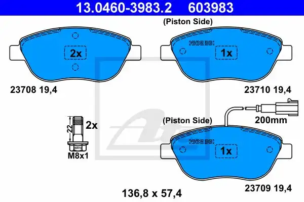 Τακάκια Σετ FIAT BRAVO 2007 - 2011 ATE 13.0460-3983.2