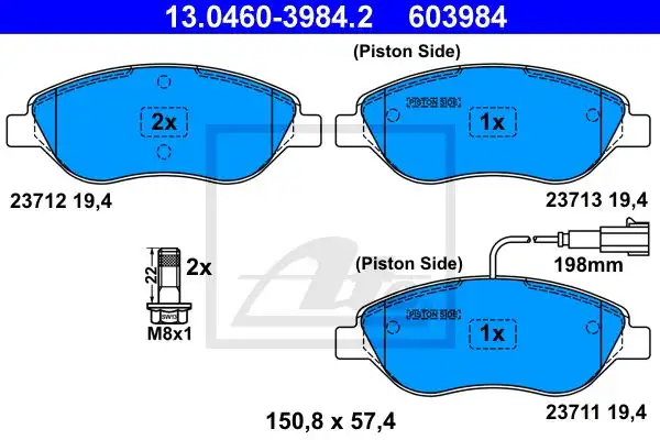 Τακάκια Σετ FIAT BRAVO 2007 - 2011 ATE 13.0460-3984.2