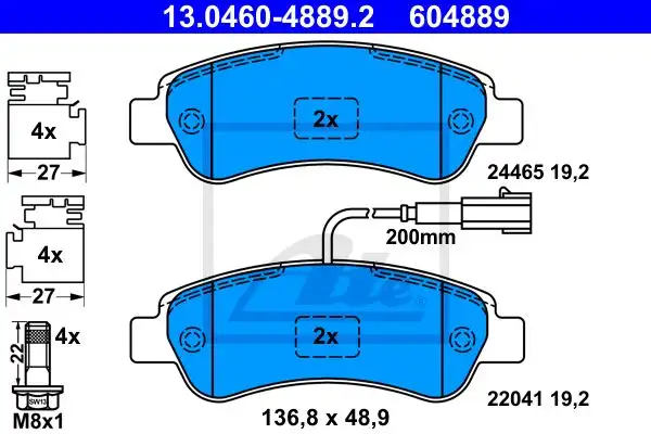 Τακάκια Σετ CITROEN JUMPER 2006 - 2014 ATE 13.0460-4889.2