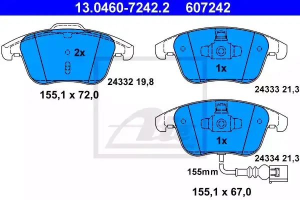 Τακάκια Σετ VW TIGUAN 2008 - 2012 ( 5N ) ATE 13.0460-7242.2