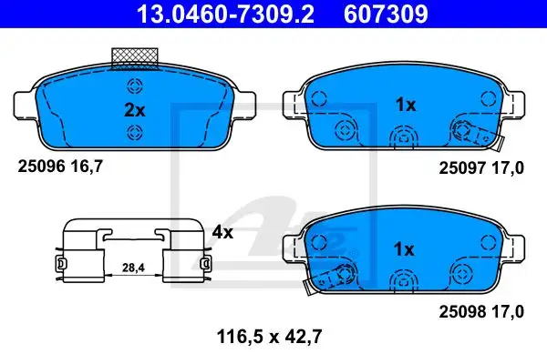 Τακάκια Σετ OPEL ASTRA 2010 - 2013 ( J ) ATE 13