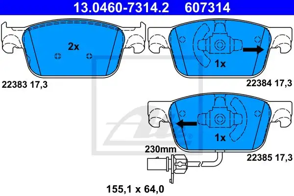 Τακάκια Σετ AUDI A4 2015 - ( 8W, B9 ) ATE 13