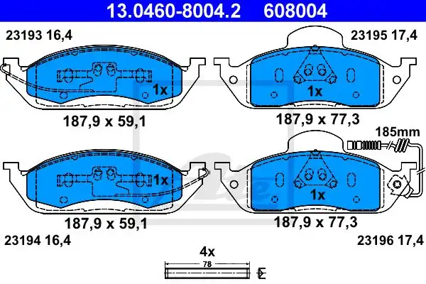 Τακάκια Σετ MERCEDES M-CLASS 1998 - 2002 ( W163 ) ATE 13.0460-8004.2