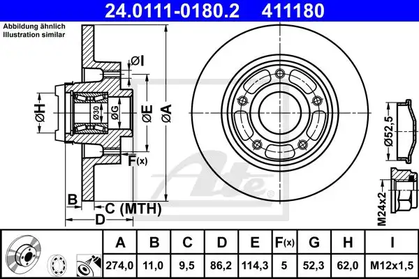 Δισκόπλακες RENAULT SCENIC 2008 - 2012 ( JZ ) ATE 24