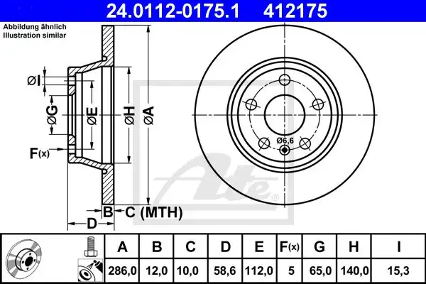 Δισκόπλακες AUDI TT 2006 - 2011 ( 8J ) ATE 24.0112-0175.1