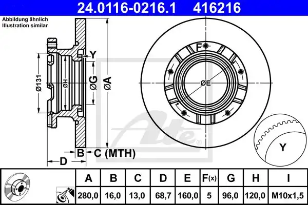 Δισκόπλακες FORD TRANSIT 2006 - 2012 ATE 24.0116-0216.1