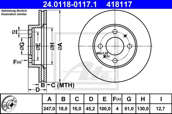 Δισκόπλακες NISSAN ALMERA 1995 - 1998 ( N15 ) ATE 24.0118-0117.1