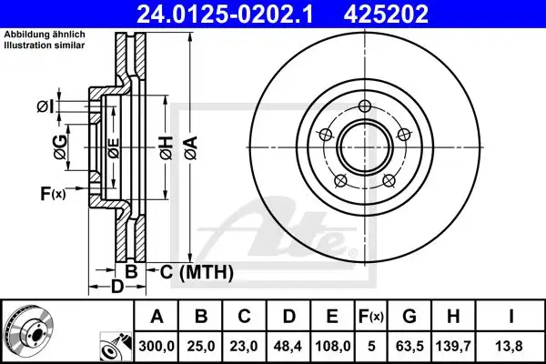 Δισκόπλακες FORD TRANSIT CONNECT TOURNEO 2013 - 2015 ATE 24.0125-0202.1