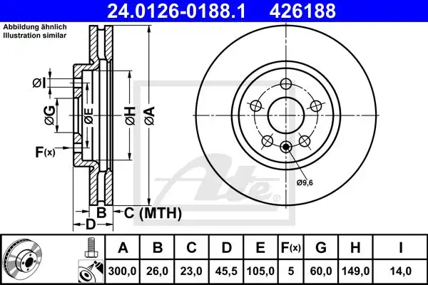 Δισκόπλακες OPEL ASTRA 2015 - ( K ) ATE 24.0126-0188.1