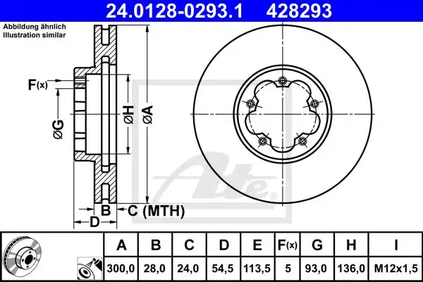 Δισκόπλακες FORD TRANSIT 2006 - 2012 ATE 24.0128-0293.1