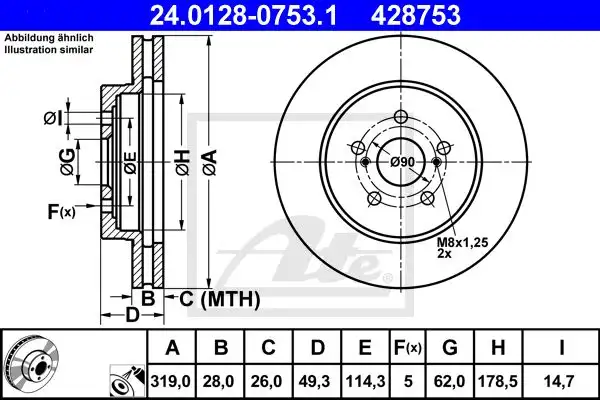 Δισκόπλακες LEXUS RX 2003 - 2009 ( XU30 ) ATE 24.0128-0753.1