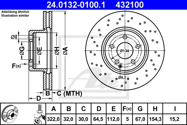 Δισκόπλακες MERCEDES C CLASS 2007 - 2011 ( W204 ) ATE 24.0132-0100.1