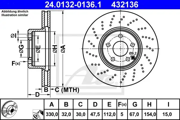 Δισκόπλακες MERCEDES E CLASS 2002 - 2006 ( W211 ) ATE 24.0132-0136.1