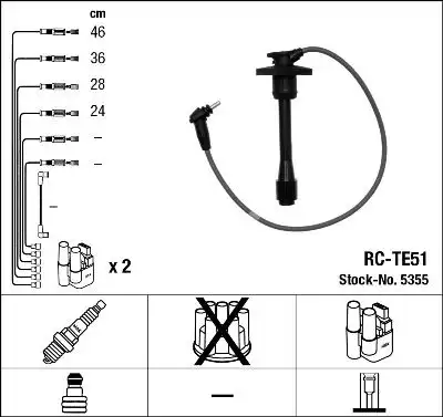 Μπουζοκαλώδιο / Εξαρτήματα Σύνδεσης TOYOTA COROLLA 1997 - 1999 ( A111 ) NGK 5355