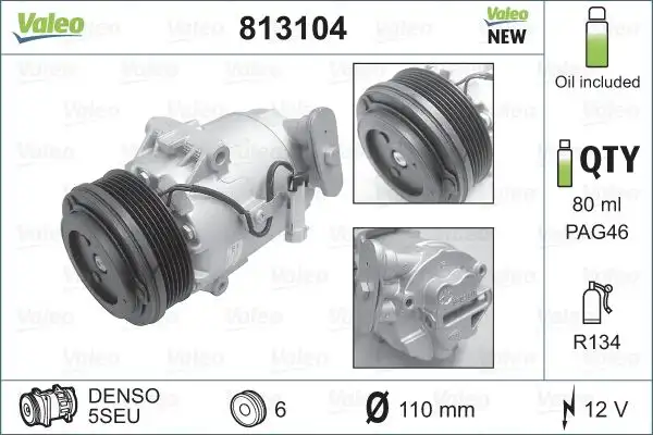 Συμπιεστής A/C (Κομπρέσορας) FIAT GRANDE PUNTO 2005 - 2008 ( 199 ) VALEO 813104