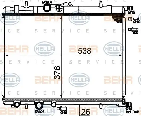 Ψυγείο Νερού PEUGEOT 206 2000 - 2008 ( CC ) HELLA 8MK 376 718-054