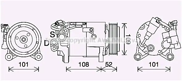 Συμπιεστής A/C (Κομπρέσορας) MINI COOPER 2014 - 2018 AVA QUALITY COOLING BWK566