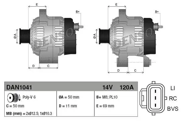 Δυναμό/Εναλλάκτης FORD FOCUS 2004 - 2008 (MK2A) DENSO DAN1041