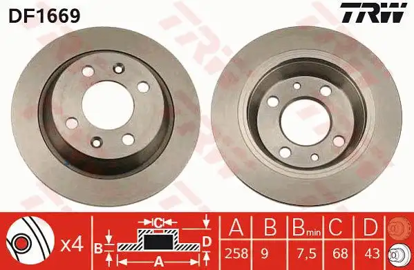 Δισκόπλακες SAAB 9000 1994 - 1998 TRW DF1669