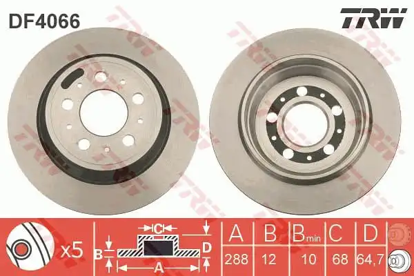 Δισκόπλακες VOLVO S60 2005 - 2009 TRW DF4066