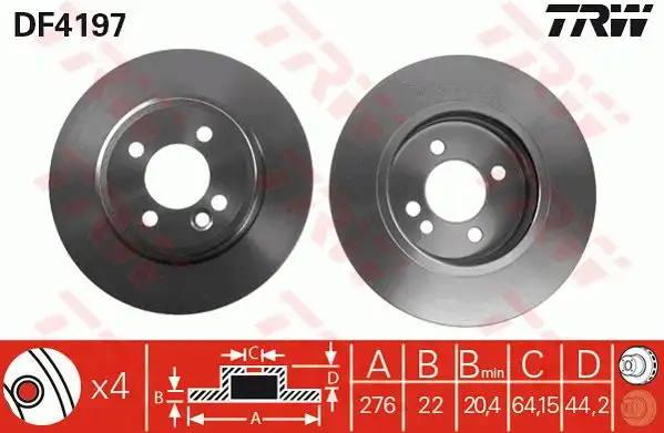 Δισκόπλακες MINI COOPER 2002 - 2004 TRW DF4197