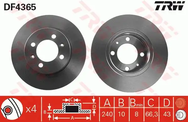 Δισκόπλακες MG F 1995 - 2002 TRW DF4365