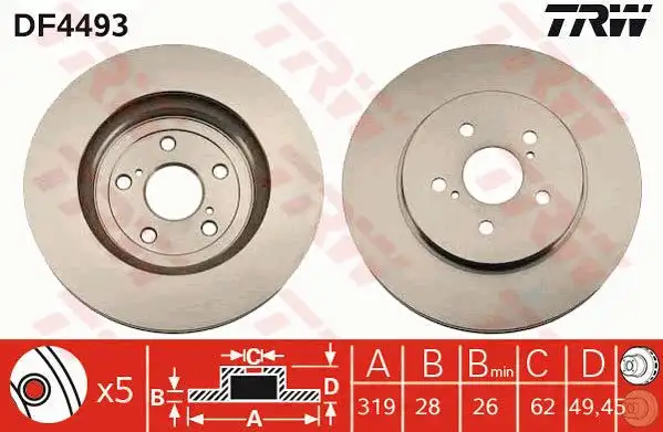 Δισκόπλακες LEXUS RX 2003 - 2009 ( XU30 ) TRW DF4493