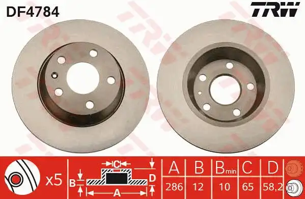 Δισκόπλακες AUDI TT 2006 - 2011 ( 8J ) TRW DF4784