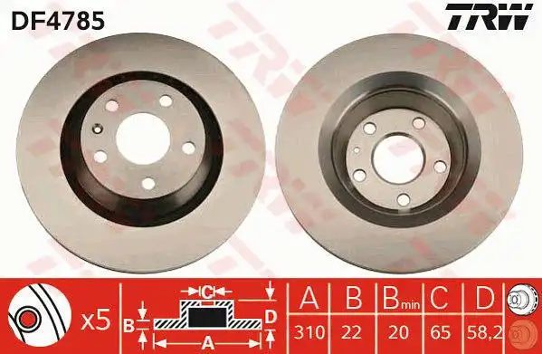 Δισκόπλακες AUDI TT 2006 - 2011 ( 8J ) TRW DF4785