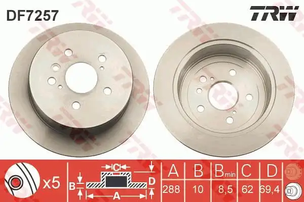 Δισκόπλακες LEXUS RX 2003 - 2009 ( XU30 ) TRW DF7257