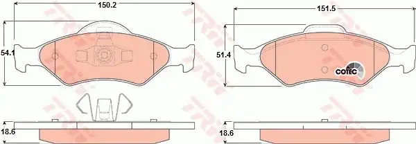 Τακάκια Σετ FORD KA 1997 - 2008 ( RB ) TRW GDB1418