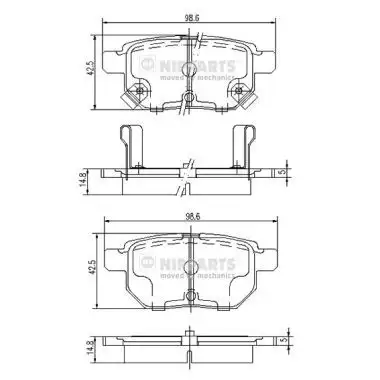 Τακάκια Σετ TOYOTA IQ 2009 - 2016 ( AJ1 ) NIPPARTS J3612034