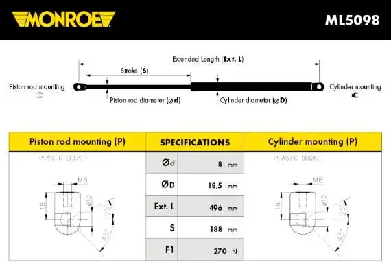 Αμορτισέρ Παγκάζ CHEVROLET-DAEWOO MATIZ 2001 - 2005 ( M150 ) MONROE ML5098