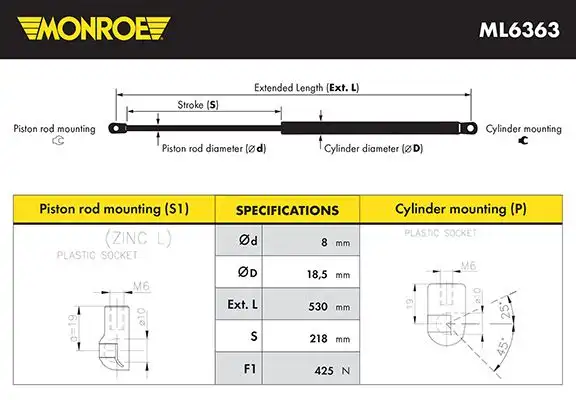 Αμορτισέρ Παγκάζ NISSAN QASHQAI 2013 - 2017 MONROE ML6363